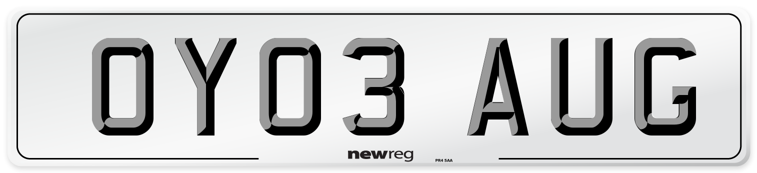 OY03 AUG Number Plate from New Reg